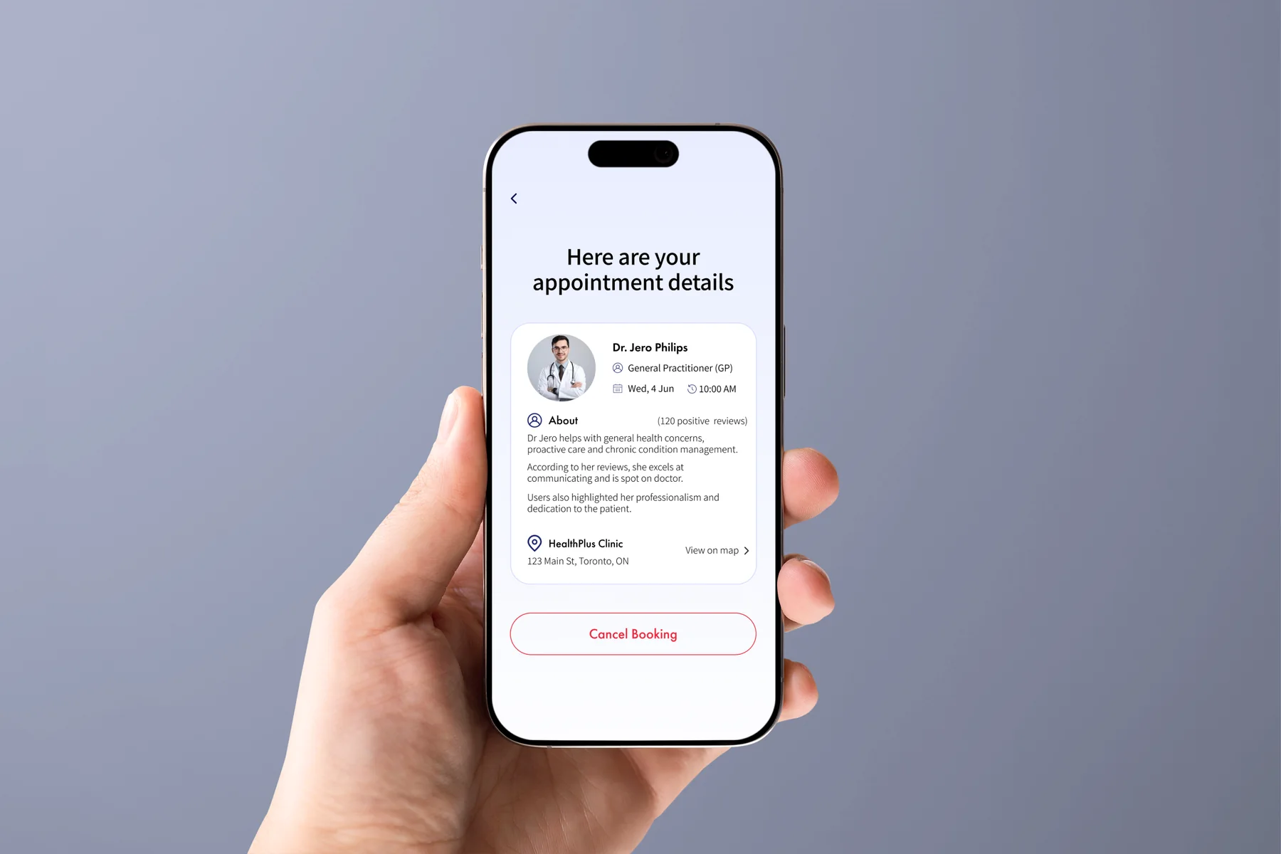 CareRoute booking details screen