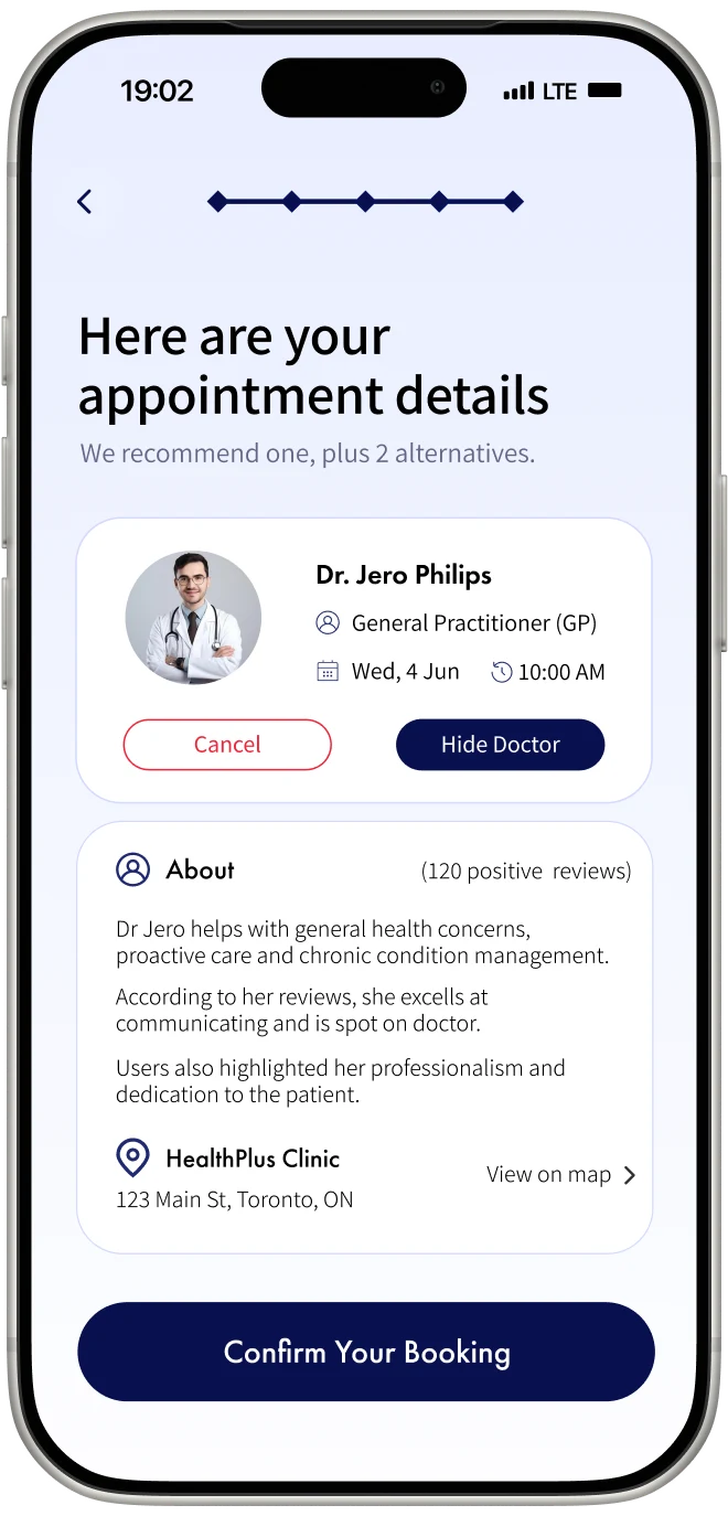 Final CareRoute expanded appointment details screen