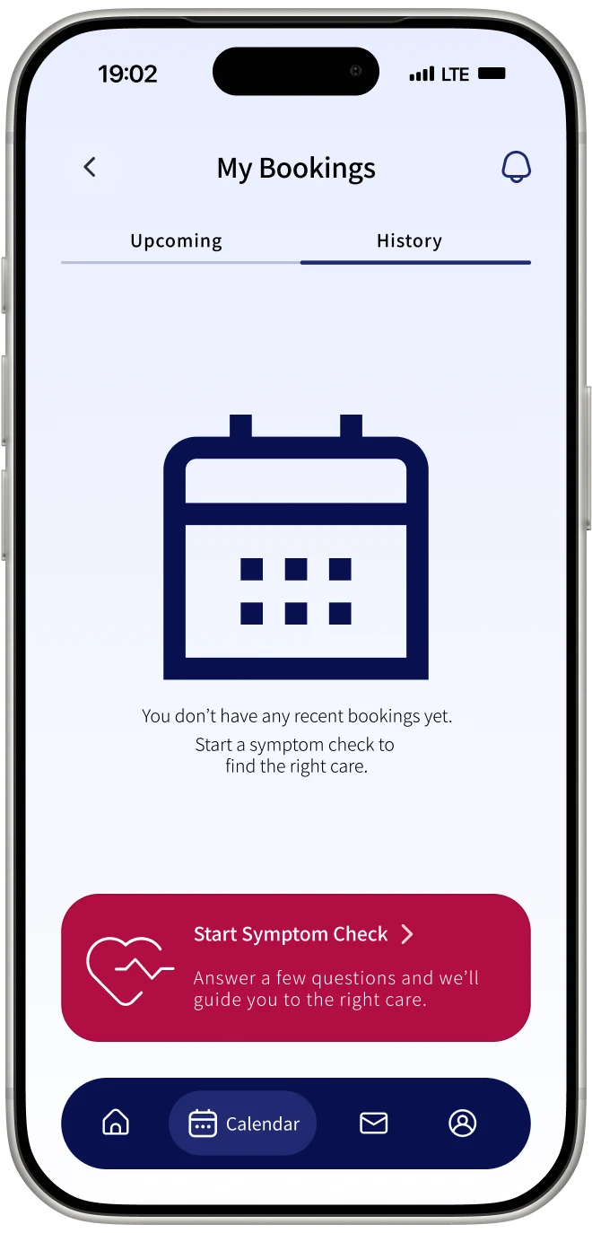 Final CareRoute bookings history screen