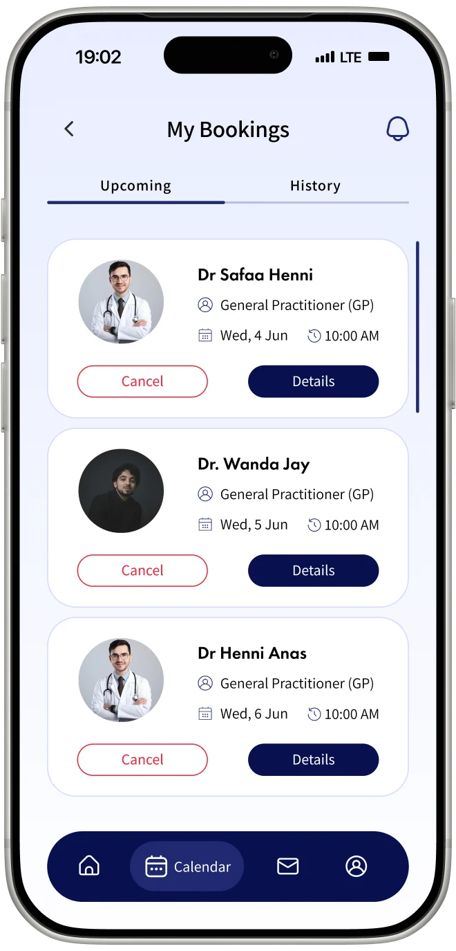 Final CareRoute upcoming bookings screen