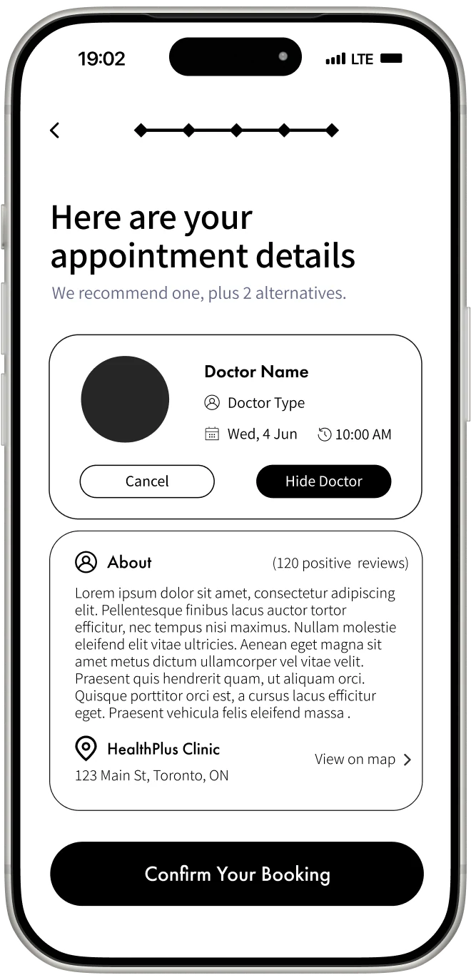 Early CareRoute appointment details prototype