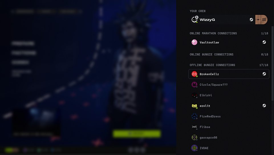 Marathon friends list drawer