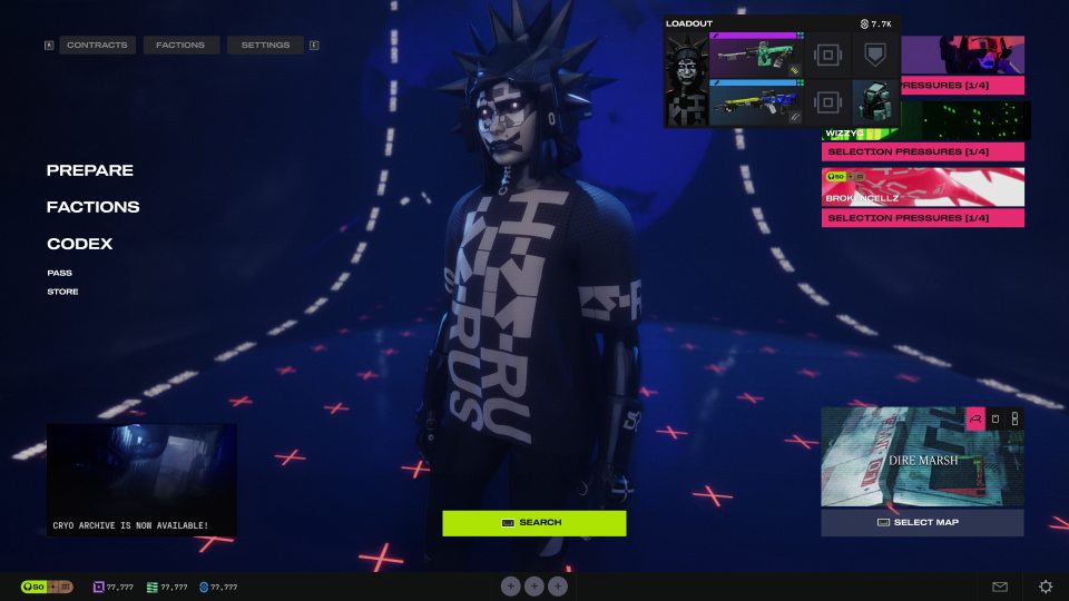 Marathon loadout preview hover