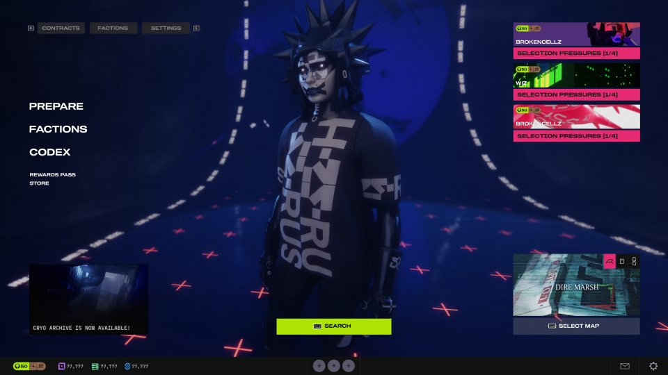 Redesigned Marathon party stack and squad status